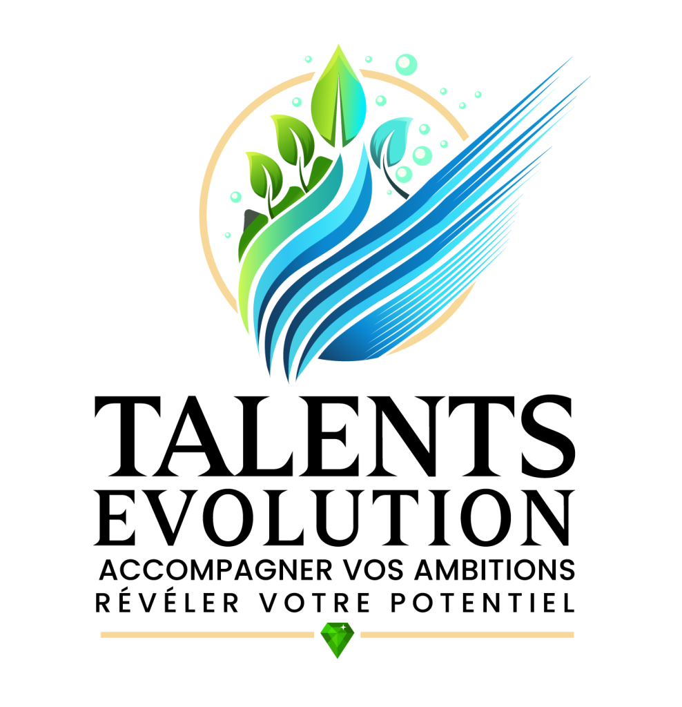 Logo de Talents Evolution : accompagner vos ambitions, révéler votre potentiel. Services de recrutement, bilans de compétences, coaching et formation.